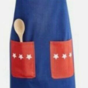 Martha Stewart Apron 100% Cotton 31"x34" Blue Red Stars Stripes